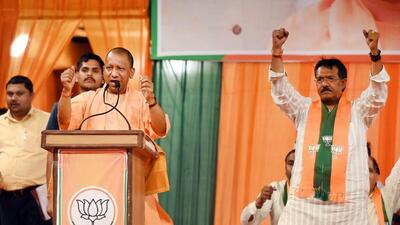 Uttar Pradesh chief minister addresses a rally in Mayur Vihar Phase-3 in the run-up to the Lok Sabha elections in Delhi. (Sunil Ghosh/HT Photo) Uttar Pradesh chief minister addresses a rally in Mayur Vihar Phase-3 in the run-up to the Lok Sabha elections in Delhi. (Sunil Ghosh/HT Photo)