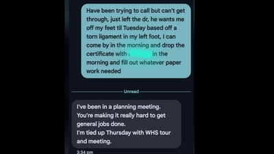 Snapshot of his conversation with his boss, (Reddit) Snapshot of his conversation with his boss, (Reddit)