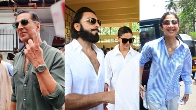Akshay Kumar, Ranveer Singh, Deepika Padukone and Shilpa Shetty arrive at polling booths Akshay Kumar, Ranveer Singh, Deepika Padukone and Shilpa Shetty arrive at polling booths