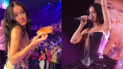 Katy Perry divided the Internet by recreating her viral pizza-flinging antic from 2022 during the American Idol Season 22 finale. The Grammy nominee also paid an earnest tribute to Idol contestants on Sunday, bidding the singing competition her adieu. Katy Perry divided the Internet by recreating her viral pizza-flinging antic from 2022 during the American Idol Season 22 finale. The Grammy nominee also paid an earnest tribute to Idol contestants on Sunday, bidding the singing competition her adieu.