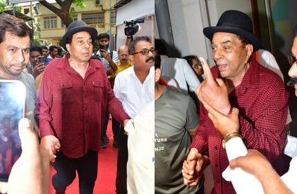 Dharmendra at Jamnabai Narsee School Dharmendra at Jamnabai Narsee School