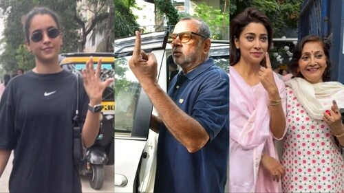 Sanya Malhotra, Paresh Rawal and Shriya Saran cast their votes on Monday.