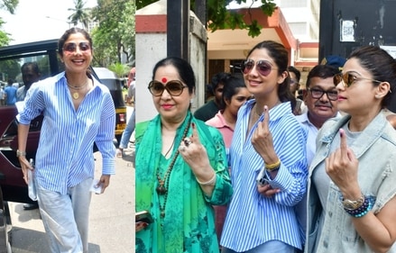 Shilpa Shetty Kundra, Shamita Shetty and Sunanda Shetty cast their vote Shilpa Shetty Kundra, Shamita Shetty and Sunanda Shetty cast their vote
