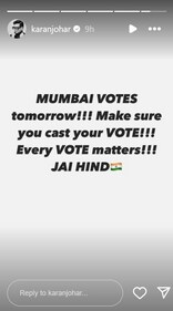 Karan Johar shared his message on his Instagram Stories. Karan Johar shared his message on his Instagram Stories.