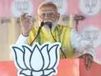 Prime Minister Narendra Modi addresses an election public meeting for Lok Sabha polls,in Motihari, Bihar.
