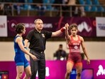 Indian wrestler Vinesh Phogat after she defeated Thi Ly Kieu of Vietnam in the Senior Asian Wrestling Championships