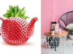 Fruit design teapots and food-themed walls are part of the culinarycore trend ((L) Shutterstock, (R) Unsplash)