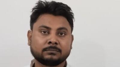 Bharatiya Janata Party (BJP) councillor Sudhir Kumar, who represents ward 28 of Rajiv Colony in Sahibabad, in police custody on Tuesday. (HT Photo) Bharatiya Janata Party (BJP) councillor Sudhir Kumar, who represents ward 28 of Rajiv Colony in Sahibabad, in police custody on Tuesday. (HT Photo)