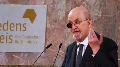 Salman Rushdie, who has argued for a Palestinian state for most of his life against student protests supporting Hamas. (AFP) Salman Rushdie, who has argued for a Palestinian state for most of his life against student protests supporting Hamas. (AFP)