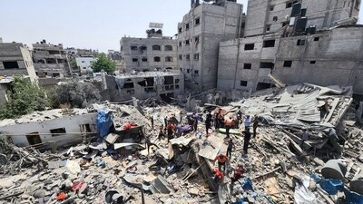 In Jabalia, the Israeli army used bulldozers to clear shops and property near the local market in a military operation that began almost two weeks ago. (REUTERS)