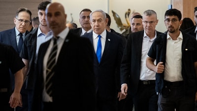 Israel on May 20 slammed as a "historical disgrace" an application by the prosecutor of the International Criminal Court for an arrest warrant for Netanyahu. (AFP) Israel on May 20 slammed as a "historical disgrace" an application by the prosecutor of the International Criminal Court for an arrest warrant for Netanyahu. (AFP)