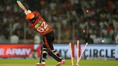 Sunrisers Hyderabad's Travis Head is bowled out by Kolkata Knight Riders' Mitchell Starc during the Indian Premier League qualifier cricket match between Kolkata Knight Riders and Sunrisers Hyderabad in Ahmedabad (AP) Sunrisers Hyderabad's Travis Head is bowled out by Kolkata Knight Riders' Mitchell Starc during the Indian Premier League qualifier cricket match between Kolkata Knight Riders and Sunrisers Hyderabad in Ahmedabad (AP)