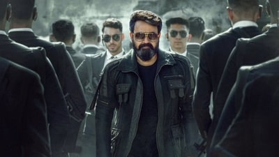 L2 Empuraan first look: Mohanlal sports an all-black look in the new poster. L2 Empuraan first look: Mohanlal sports an all-black look in the new poster.
