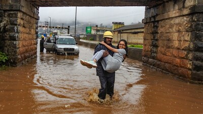 Ooty: Firefighters rescue people stuck in a vehicle on a waterlogged road, following rains, in Ooty, Monday, May 20, 2024. (PTI Photo)
(PTI05_20_2024_000369A) (PTI) Ooty: Firefighters rescue people stuck in a vehicle on a waterlogged road, following rains, in Ooty, Monday, May 20, 2024. (PTI Photo)
(PTI05_20_2024_000369A) (PTI)