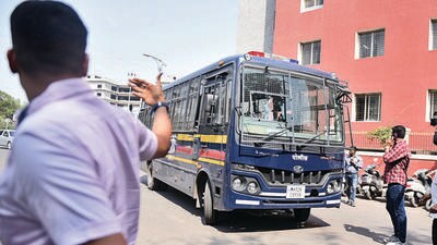 Pune police on Tuesday arrested the father of the 17-year-old boy involved in the car accident that killed two persons at Kalyaninagar early Sunday morning, and two restaurant owners. (MAHENDRA KOLHE/HT) Pune police on Tuesday arrested the father of the 17-year-old boy involved in the car accident that killed two persons at Kalyaninagar early Sunday morning, and two restaurant owners. (MAHENDRA KOLHE/HT)