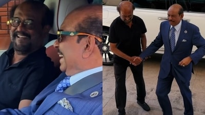 Rajinikanth with Yussuf Ali in Abu Dhabi. Rajinikanth with Yussuf Ali in Abu Dhabi.