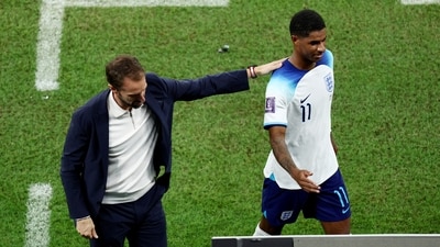 England's Marcus Rashford with manager Gareth Southgate after being substituted (REUTERS)