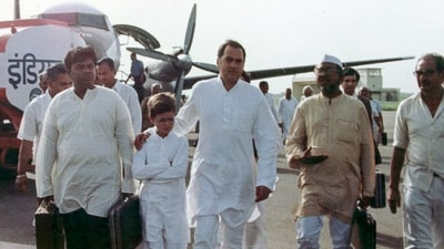 On Tuesday, Rahul Gandhi shared an old picture of himself with his father on X. (X/@RahulGandhi) On Tuesday, Rahul Gandhi shared an old picture of himself with his father on X. (X/@RahulGandhi)