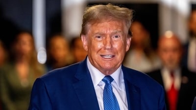 Former US President Donald Trump faces 34 felony counts of falsifying business records as part of an alleged scheme to silence claims of extramarital sexual encounters during his 2016 presidential campaign. Photographer: Mark Peterson/New York Magazine/Bloomberg (Bloomberg) Former US President Donald Trump faces 34 felony counts of falsifying business records as part of an alleged scheme to silence claims of extramarital sexual encounters during his 2016 presidential campaign. Photographer: Mark Peterson/New York Magazine/Bloomberg (Bloomberg)