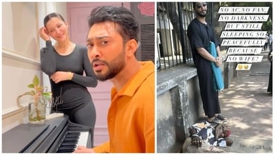 Gauahar Khan's husband Zaid Darbar is receiving backlash after he shared a post with a homeless man (right). Gauahar Khan's husband Zaid Darbar is receiving backlash after he shared a post with a homeless man (right).