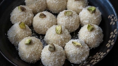 5. Coconut jaggery laddoos/balls are a wonderful combination of iron, healthy fat and good cholesterol. It keeps you satiated, prevents unhealthy food cravings, and improves your energy levels. (Pinterest) 5. Coconut jaggery laddoos/balls are a wonderful combination of iron, healthy fat and good cholesterol. It keeps you satiated, prevents unhealthy food cravings, and improves your energy levels. (Pinterest)