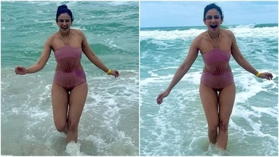 We've spotted the most stylish monokini and who better to rock it than Rakul Preet Singh? Her chic monokini, in a gorgeous shade of pink, features a halter neckline and sheer fabric at the midriff that is sure to steal your heart. Paired with a messy bun and her charming smile, she effortlessly serves up beach fashion goals. (Instagram/@rakulpreet) We've spotted the most stylish monokini and who better to rock it than Rakul Preet Singh? Her chic monokini, in a gorgeous shade of pink, features a halter neckline and sheer fabric at the midriff that is sure to steal your heart. Paired with a messy bun and her charming smile, she effortlessly serves up beach fashion goals. (Instagram/@rakulpreet)