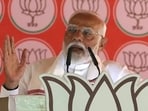 Prime Minister Narendra Modi delivers a speech during his election campaign rally. (AFP)