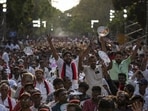 People at an election rally in Chennai, Tamil Nadu on April 17. (AP Photo)