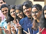 Students rejoicing after 12th HSC results were declared online at Agnel Multipurpose School and Junior College at Vashi in Navi Mumbai, India, on Tuesday, May 21, 2024. (Photo by Bachchan Kumar/ HT PHOTO) (HT PHOTO)