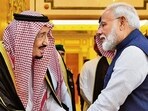 Prime Minister Narendra Modi with H.M. King Salman bin Abdulaziz Al Saud in Riyadh, Saudi Arabia. Prime Minister Narendra Modi with H.M. King Salman bin Abdulaziz Al Saud in Riyadh, Saudi Arabia.