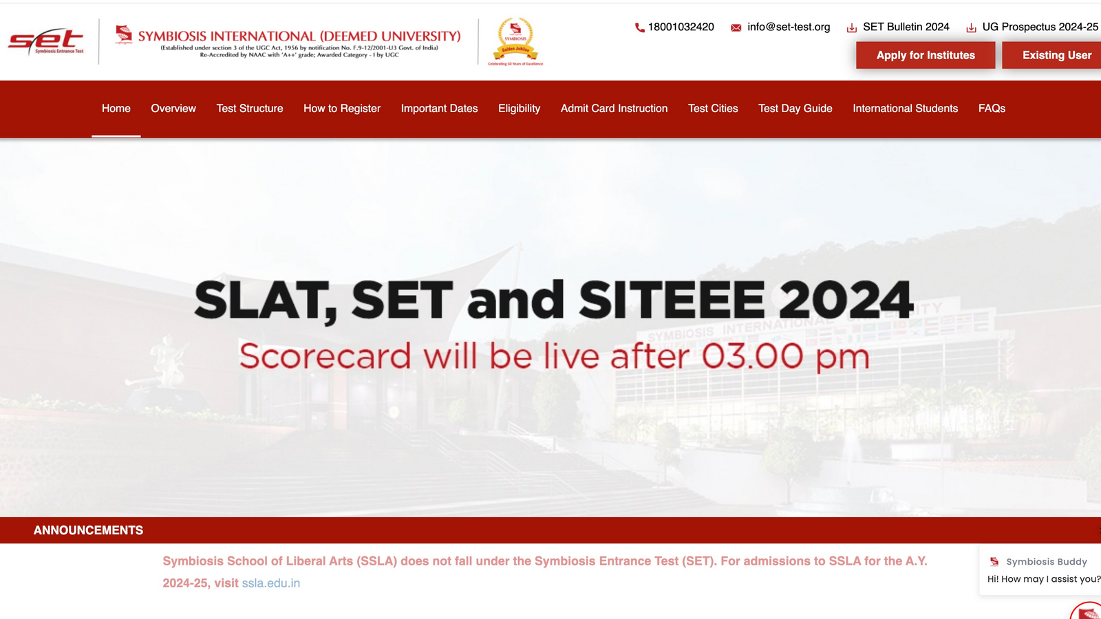 SET Result 2024: Symbiosis SET, SLAT, SITEEE results today on set-test.org; check time - Vimarsana News