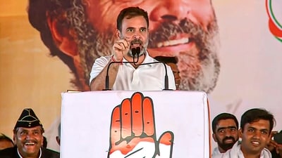 Congress leader Rahul Gandhi at a public meeting in Mahendragarh, Haryana. (PTI) Congress leader Rahul Gandhi at a public meeting in Mahendragarh, Haryana. (PTI)