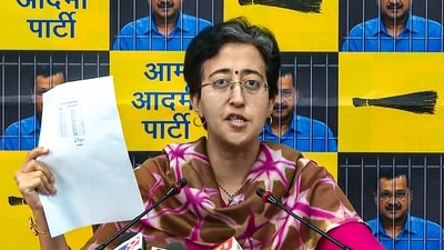 Delhi Minister and Aam Aadmi Party (AAP) leader Atishi during a press conference in New Delhi on May 22. (PTI) Delhi Minister and Aam Aadmi Party (AAP) leader Atishi during a press conference in New Delhi on May 22. (PTI)