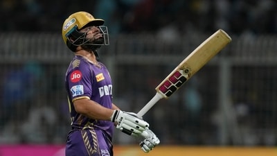 Rinku Singh reacts after being dismissed during an Indian Premier League cricket match (AP) Rinku Singh reacts after being dismissed during an Indian Premier League cricket match (AP)