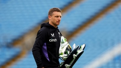 England's Jos Buttler during the practice session. (Action Images via Reuters)