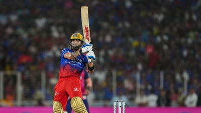 Royal Challengers Bengaluru batter Virat Kohli plays a shot during the Indian Premier League (IPL) 2024 T20 cricket match (PTI) Royal Challengers Bengaluru batter Virat Kohli plays a shot during the Indian Premier League (IPL) 2024 T20 cricket match (PTI)