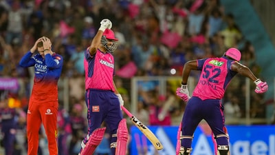 It had looked like RCB had clawed their way back into the match in the last four overs. However, Rovman Powell did the finishing job, hitting a six off the last ball of the second last over of the match. (PTI) It had looked like RCB had clawed their way back into the match in the last four overs. However, Rovman Powell did the finishing job, hitting a six off the last ball of the second last over of the match. (PTI)