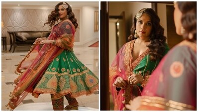 In April 2024, Richa Chadha shared a series of photos on Instagram of herself decked up in a green and red ethnic Indian look. She wrote in her caption, "Eid Mubarak doston (friends)! May the year be filled with joy, prosperity, and peace! Pray for the less fortunate who are in the throes of war and suffering. Pray for the stupid, and pray for yourself and your loved ones!" In April 2024, Richa Chadha shared a series of photos on Instagram of herself decked up in a green and red ethnic Indian look. She wrote in her caption, "Eid Mubarak doston (friends)! May the year be filled with joy, prosperity, and peace! Pray for the less fortunate who are in the throes of war and suffering. Pray for the stupid, and pray for yourself and your loved ones!"