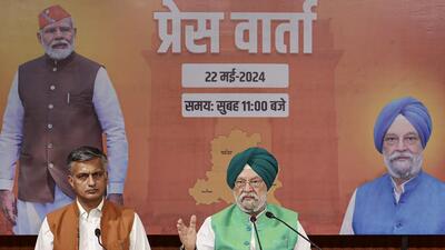 Union minister Hardeep Singh Puri addresses a press conference in the run-up to the sixth phase of Lok Sabha polls in Delhi. (PTI) Union minister Hardeep Singh Puri addresses a press conference in the run-up to the sixth phase of Lok Sabha polls in Delhi. (PTI)