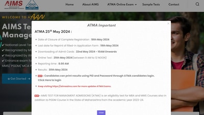 ATMA admit card 2024 today on atmaaims.com (Screenshot of the official website) ATMA admit card 2024 today on atmaaims.com (Screenshot of the official website)