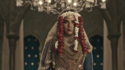 Richa Chadha in a still from Heeramandi. Richa Chadha in a still from Heeramandi.