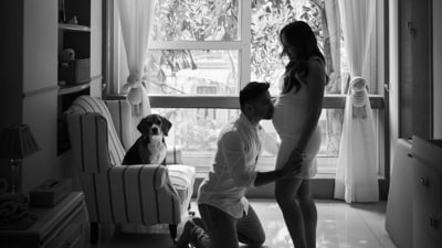 Actor Varun Dhawan’s wife Natasha Dalal is pregnant with their first child. They tied the knot on January 24, 2021. In February 2024, Varun treated fans with the happy news of Natasha's pregnancy; he posted an adorable black-and-white photo of him kissing her baby bump. Natasha is a fashion designer. Actor Varun Dhawan’s wife Natasha Dalal is pregnant with their first child. They tied the knot on January 24, 2021. In February 2024, Varun treated fans with the happy news of Natasha's pregnancy; he posted an adorable black-and-white photo of him kissing her baby bump. Natasha is a fashion designer.