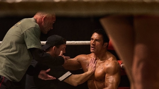 Dwayne Johnson in a still from The Smashing Machine.