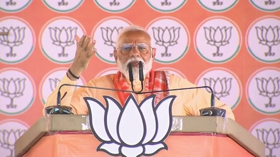 Prime Minister Narendra Modi at the poll rally in UP's Shravasti. (BJP/X)