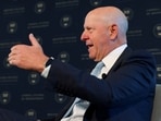 Goldman Sachs CEO David Solomon gestures during the Boston College Chief Executives Club luncheon in Boston, Massachusetts, US.