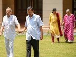 Delhi Chief Minister and AAP Supremo Arvind Kejriwal seen along with his family 