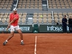 Spain's Rafael Nadal takes part in a practice session ahead of The French Open tennis tournament on Court Philippe-Chatrier at The Roland Garros Complex in Paris on May 22, 2024 Spain's Rafael Nadal takes part in a practice session ahead of The French Open tennis tournament on Court Philippe-Chatrier at The Roland Garros Complex in Paris on May 22, 2024