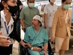 An Australian passenger who was injured on the flight talks to reporters at Samitivej Srinakarin Hospital in Bangkok. An Australian passenger who was injured on the flight talks to reporters at Samitivej Srinakarin Hospital in Bangkok.