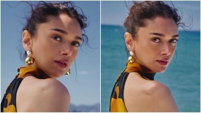 Her silky locks were pulled back into a messy, low bun, with loose strands framing her face and adding a touch of elegance to her striking Cannes ensemble. (Instagram/@aditiraohydari)
