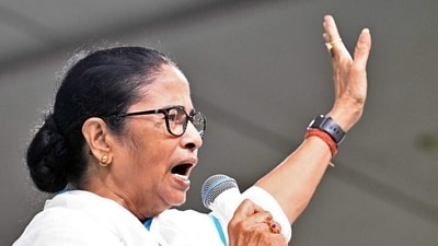 West Bengal chief minister Mamata Banerjee addresses a public meeting supporting Trinamool Congress (TMC) candidate from Dum Dum seat, Sougata Ray. (ANI) West Bengal chief minister Mamata Banerjee addresses a public meeting supporting Trinamool Congress (TMC) candidate from Dum Dum seat, Sougata Ray. (ANI)
